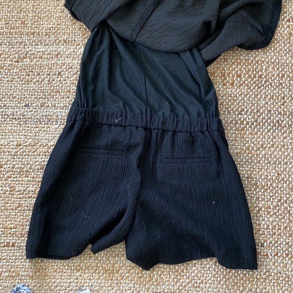 Elevenses(Anthropologie) Black Plisse Romper - Picture 5 of 5